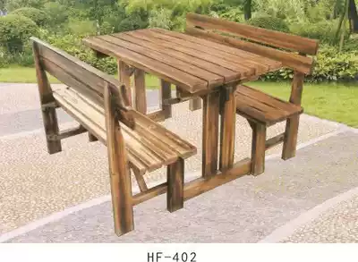 Chengdu fast food table outdoor barbecue table Wooden noodle restaurant cold cup fire wood table and chair Fir anti-corrosion