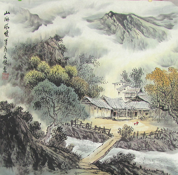 Pure hand-painted four-foot bucket square Chinese painting landscape painting flower-and-bird painting calligraphy and painting 525 Taobao preferential calligraphy and painting 118 yuan