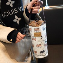 Korean cross-body water cup i bag anti-fall thickened water cup cover portable cartoon cute waterproof insulated round kettle