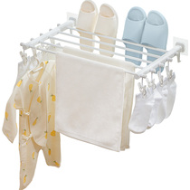 Folding clothes drying rack no punching household clothes hanging window clothes drying indoor balcony wall hanging small sock drying artifact