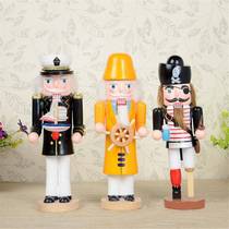 速发25CM Puppet Nutcracker Soldiers Ornaments Wooden Pirate