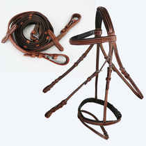 Saddle water rein pommel horse bridle U inlaid metal water rein eight-foot equestrian accessories cowhide