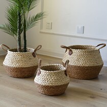 Plant crafts flower arrangement basket vase decoration straw bag flower pot container flower basket bamboo woven basket
