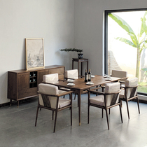 Lemu Culture New Chinese Style Nordic Black Walnut Solid Wood Sideboard Dining Table Dining Chair Modern Simple Combination Furniture