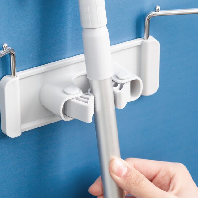 Multifunctional clothes rack storage rack housework tool organizer hole-free wall-mounted mop clip rack rack