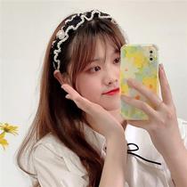 Hair hoop womens face wash headband headwear Internet celebrity Japanese and Korean wide-brimmed fabric H pressed hair non-slip simple and versatile outdoor departure card
