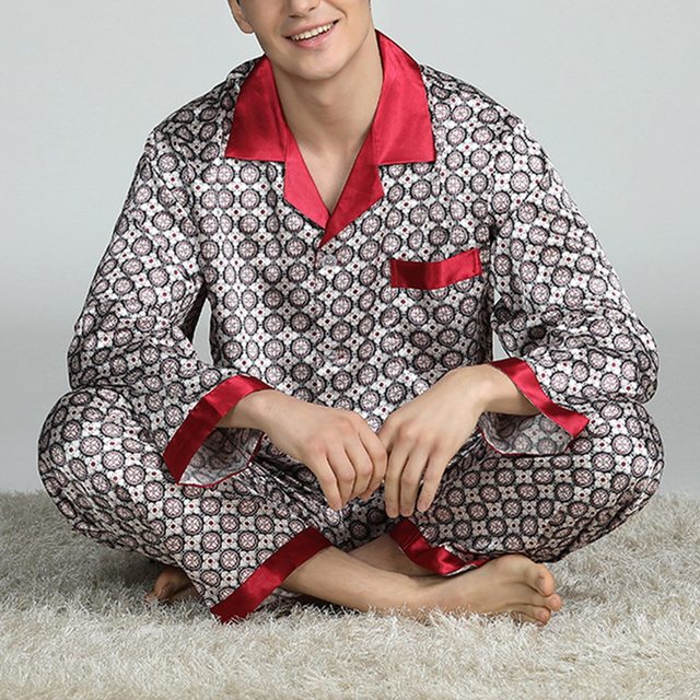 MensStaifnSilkPajamaSetsPajamaMenSleepwearModernSt