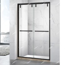 Customized black straight-shaped shower room q tempered glass bathroom bathroom partition sliding door screen simple bath room