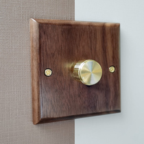 Type 86 dark b-mounted solid wood panel led dimmer switch knob light brightness adjuster thyristor stepless dimming