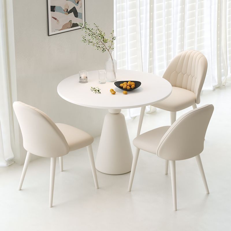 Integrity Handsome Man Pure White F Rockboard Round Table Light Lavish Modern Minimalist Cream Wind Reception Talks Table Small Family-Taobao