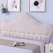 Customized all-inclusive special D-shaped bedside cover European-style curved soft-covered fabric solid color elastic irregular protective cover semi-circle