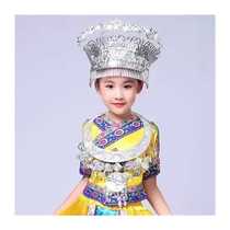 Ethnic minority headwear f children girls hat female ethnic style collar Yunnan handmade silver jewelry seedlings