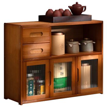 Tea storage rack tea cabinet tea table small tea table counter top household solid wood kung fu side tea set side cabinet tea tray