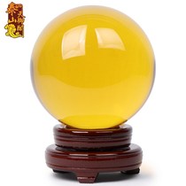 Tianyuge Citrine Ball Ornament Yellow Transparent Glass Ball F Lucky Ball Crafts Home Living Room Entrance
