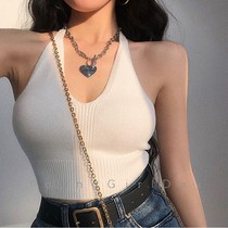 Knitted Camisole Womens Inner Bottoming Shirt Halter Neck W