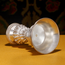 Sufa Pure Silver 990 Pure Silver Butter Lamp Pure Silver Ever-Bright Lamp Holder Tibetan Supplies Buddhist Hall Offering 10cm