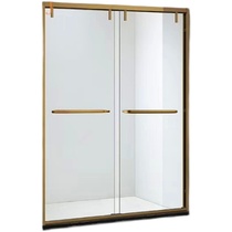 Champagne rose gold brushed narrow edge stainless steel straight shower room bathroom partition tempered glass sliding door
