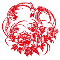 2024 fan-shaped blessing new home decoration housewarming glass door stickers peony paper-cut New Year window grilles wall stickers custom