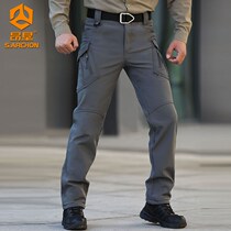 Angken Summer Velvet Soft Shell Tactical Pants Mens Windproof IX9 Military Fan Outdoor Overalls Stretch Straight Training Pants