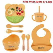Feeding Set Silicone For Baby Sucker Bowl Dishes Plate For K
