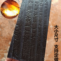 Deep carbon decorated wood split top retro fire wood board black charcoal board solid wood original Q wood decoration background wall hanging pattern