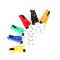 Car three-in-one mini window breaker p emergency car safety hammer whistle cutting seat belt key chain escape hammer
