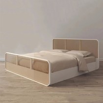 Best-selling black floor-standing rattan bed Nordic solid wood bed retro rattan double K bed master bedroom 1 8 meters B&B small house