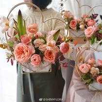 Floral heart-shaped love iron metal flower stand flowers fake flowers dried flowers portable flower basket flower arrangement supplies basket