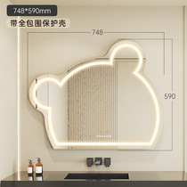 Bathroom bear mirror light luxury creative smart led vanity mirror wall-mounted vanity mirror crooked neck bear bathroom mirror