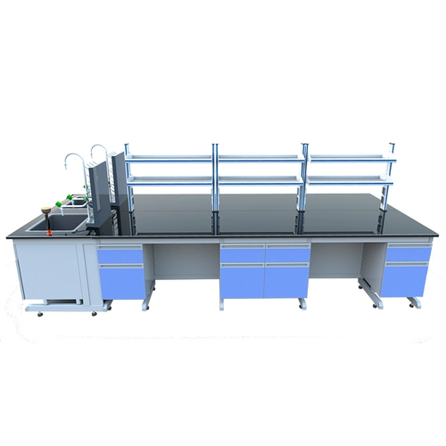 Стальная и древесная испытательная скамья Workbench Химическая лабораторная скамья стальная сталь -боковая стола Центральная таблица экспериментальная таблица PP Вентиляция