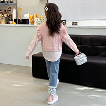 Balabala Clearance Girls Spring Suit 2024 New Style Western Vest Sweater Childrens Fresh Suit