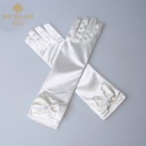 High-quality childrens dress with gloves girl girl princess white long Y gloves show