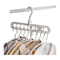 Multifunctional clothes hanger hook special storage artifact for home wardrobe H space-saving plastic 9-hole rotating clothes hanger