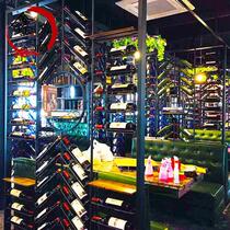 Sufa iron wine rack bar wine cabinet cafe wine rack decoration music restaurant wall partition screen solid wood