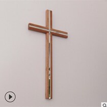 Mingxin oak wood inlaid lens cross 33AX16 5cm wall decoration pendant crafts