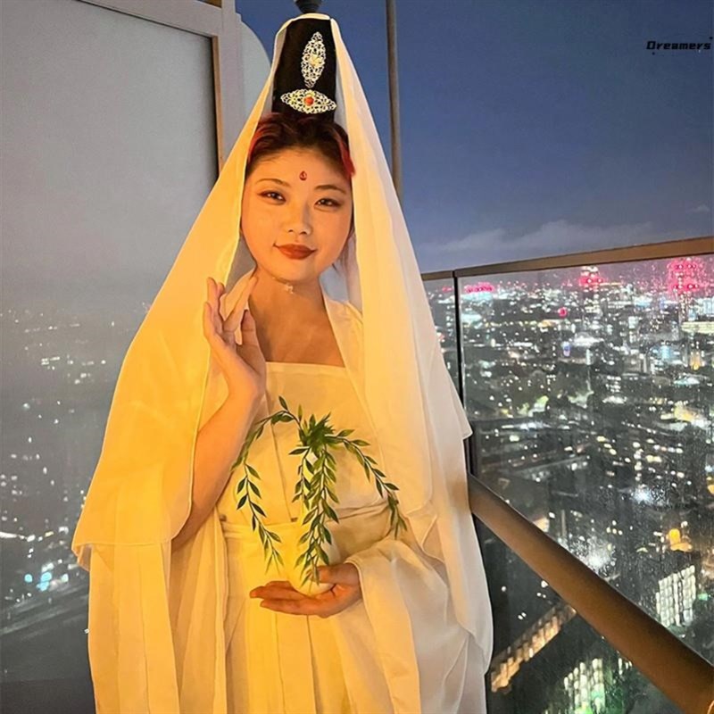  View of the Wine Bodhisattva clothes Children's adult Halloween Guanyin cos to perform a headwear performance such as coming to Buddha-Taobao