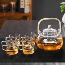 High borosilicate glass teapot electric ceramic stove with bamboo handle square teapot high borosilicate glass teapot