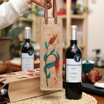 Embroidery handmade red wine bag three-dimensional European embroidery creative gift fabric embroidery storage ribbon embroidery
