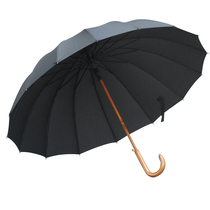 Speed Fat up Double 16 Bone Wood Middle Stick Long Handle Umbrella Clear Umbrella Solid Wood Bend handle Anti-wind parapluie Gentleman Business