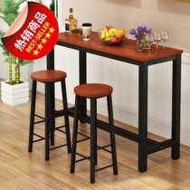 Household solid wood bar table wrought iron wall x bar table simple casual coffee Q table retro small bar high bar