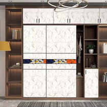 New custom wardrobe sliding door modern simple sliding door custom H wardrobe light luxury solid wood bedroom wall cabinet