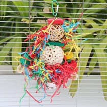 Ready stock parrot toys colorful shredded paper chewing takraw balls flower and bird supplies bird cage accessories cross-border birds