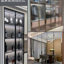 Wine cabinet door glass door 1i8 aluminum frame minimalist glass door narrow side wardrobe door tempered cabinet glass cabinet door fixed