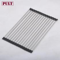 Multifunctional foldable stainless steel kitchen sink drain basket roller blind kitchen shelf can be used as heat insulation pad