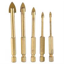 5 Pcs Hex Shank Glass Tile Drill Bit Set Titanium Coated P