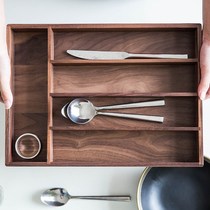 Black Walnut Table Storage Box 5 Slots Ofiice Desk Organizer