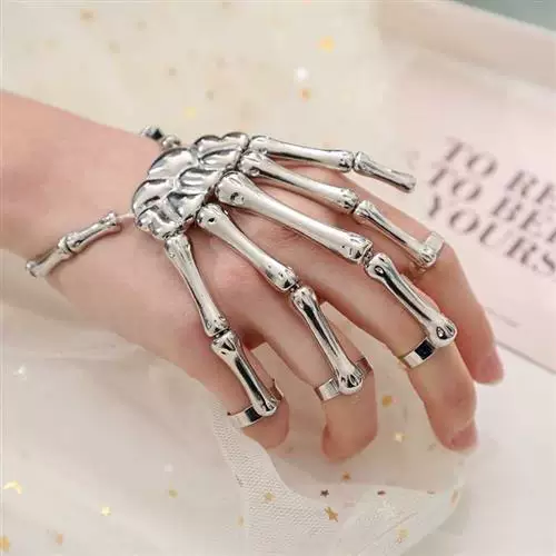 [Halloween Skull Bracelet Punk Bracelet On Hand ?Skull Skele]