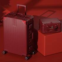 Brides wedding suitcase red dowry trolley suitcase wedding dowry password box womans wedding suitcase pair