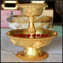 A set of high-quality Nepali red copper gilt guardian cups large size