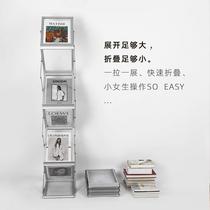 a4 aluminum alloy exhibition Internet celebrity storage folding information rack floor-standing second-hand magazine and newspaper promotion display rack